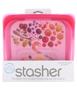 Силіконовий харчовий контейнер Stasher, sandwich bag 450 мл, колір Raspberry