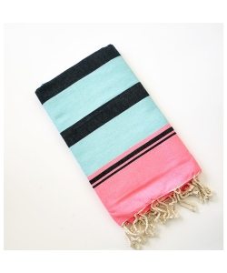 Традиційний турецький рушник фута Aqua-black-floresc.pink, Wonderfouta