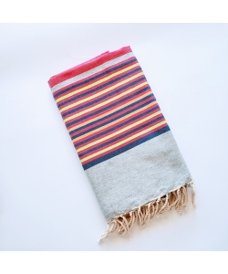 Традиційний турецький рушник фута gray-blue-fuschia, Wonderfouta