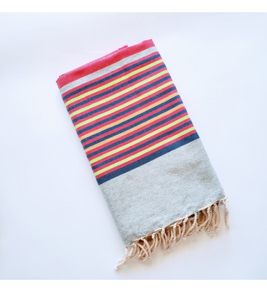 Традиційний турецький рушник фута gray-blue-fuschia, Wonderfouta